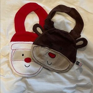 Old Navy Red and Brown Holiday Bib Set